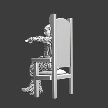 NCM020 Medieval Knight sitting and pointing - mace ready Medieval