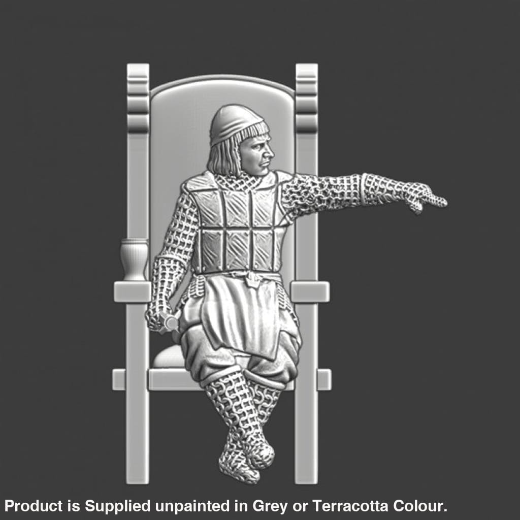 NCM020 Medieval Knight sitting and pointing - mace ready Medieval