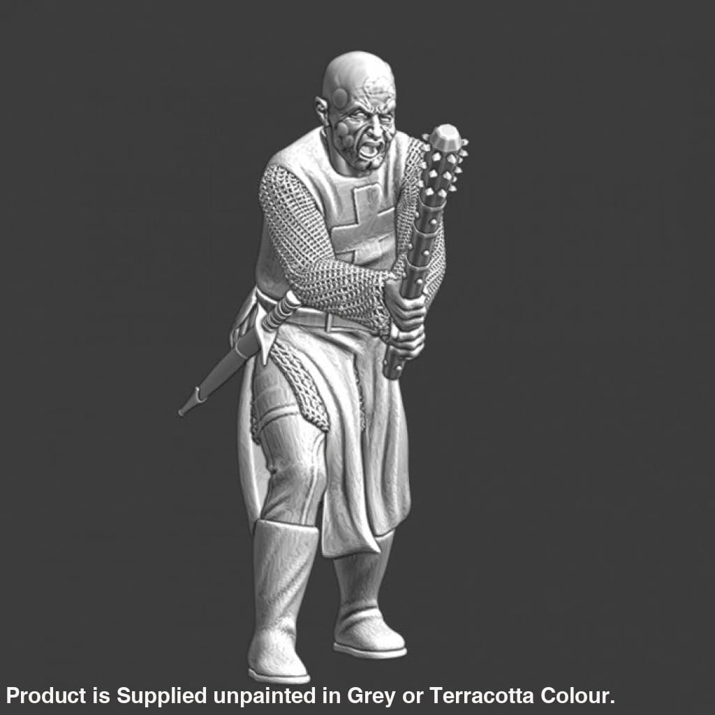 NCM070 Medieval leper knight fighting with club Medieval