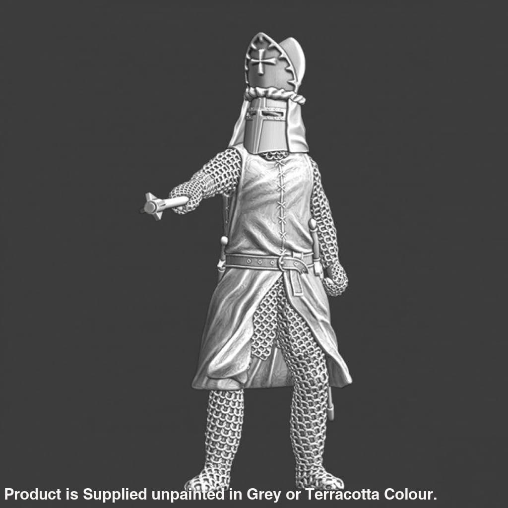 NCM072 Medieval warrior bishop pointing with mace Medieval