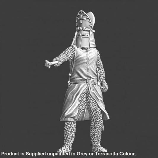 NCM072 Medieval warrior bishop pointing with mace Medieval