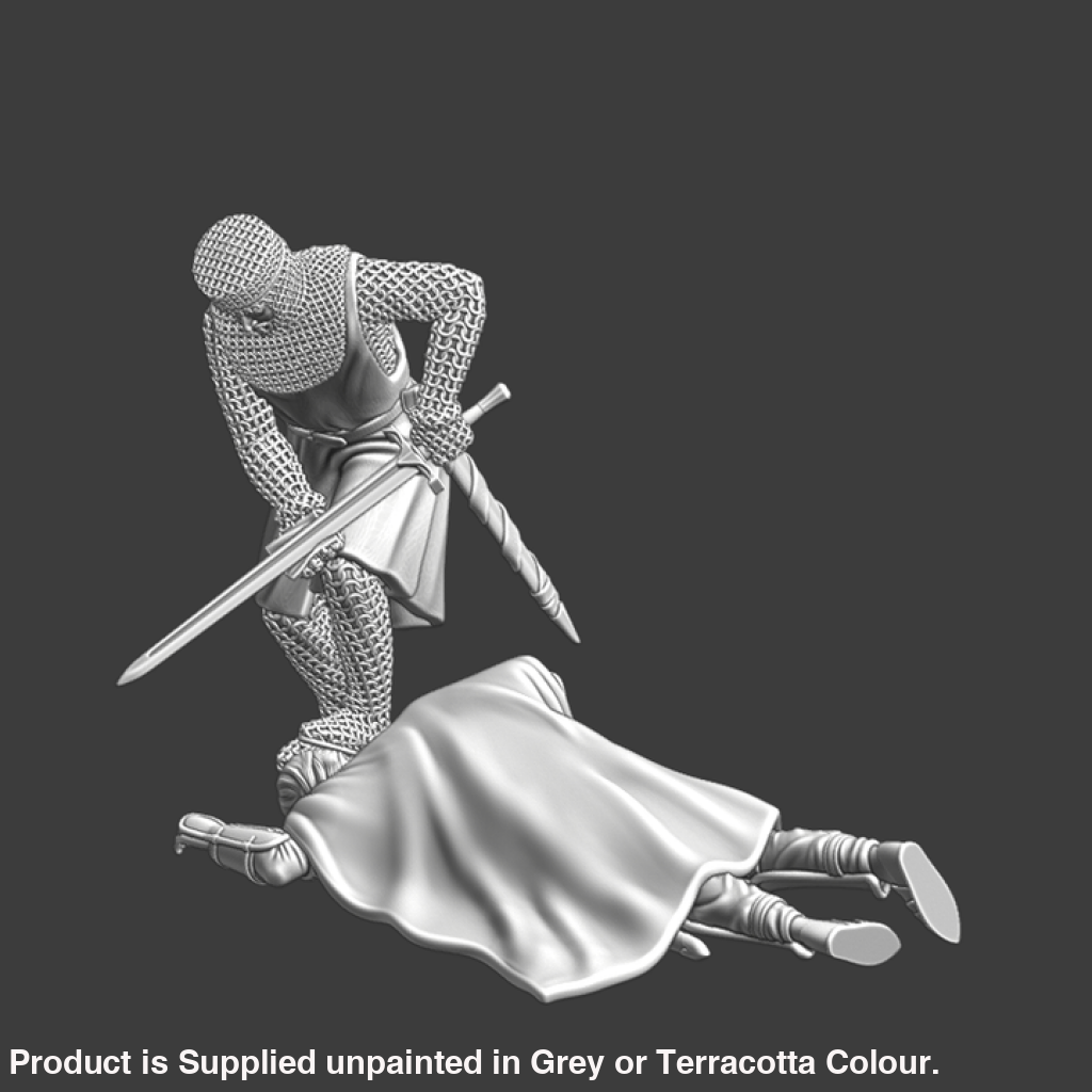 NCM110 Crusader Knight cleaning his sword Medieval