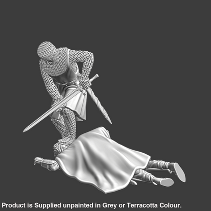 NCM110 Crusader Knight cleaning his sword Medieval