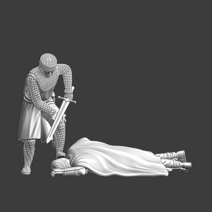 NCM110 Crusader Knight cleaning his sword Medieval