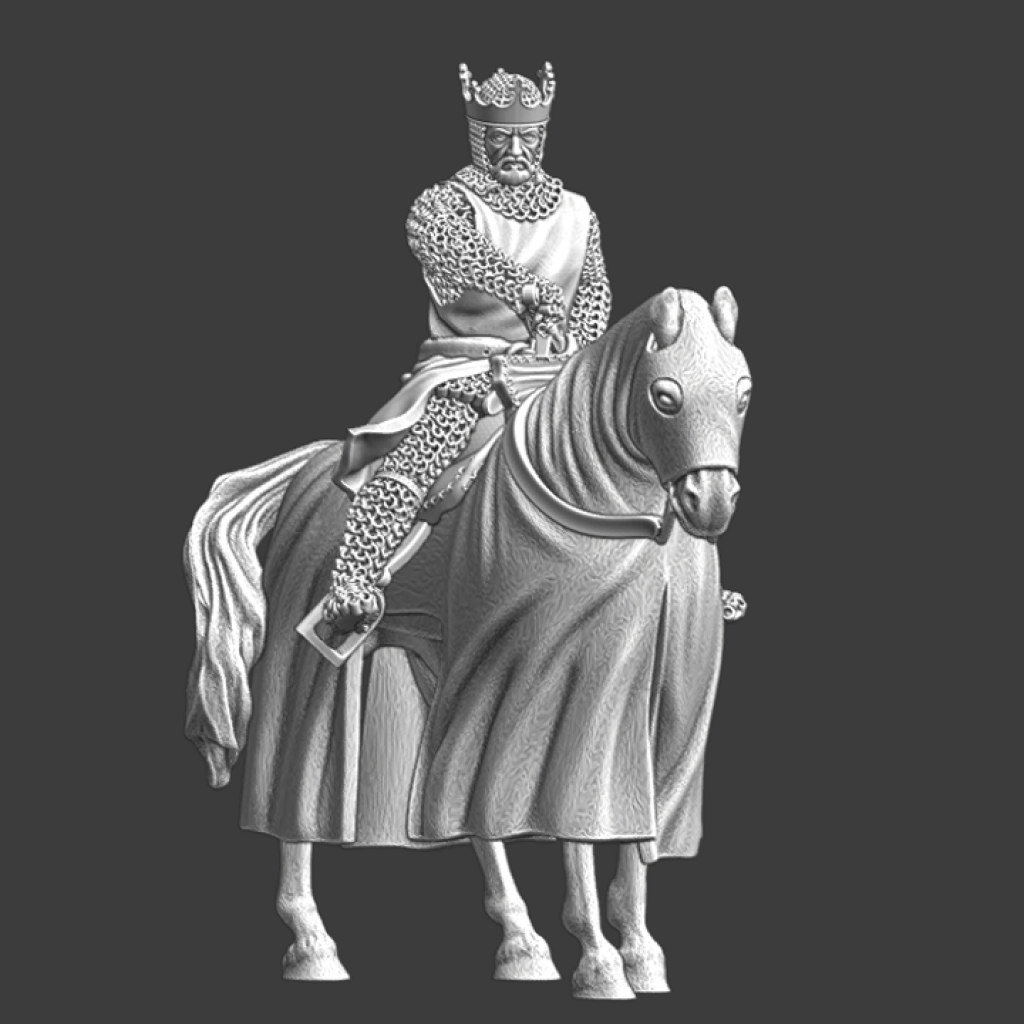 NCM116 Medieval mounted King drawing his sword Medieval