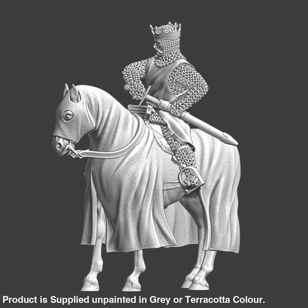 NCM116 Medieval mounted King drawing his sword Medieval