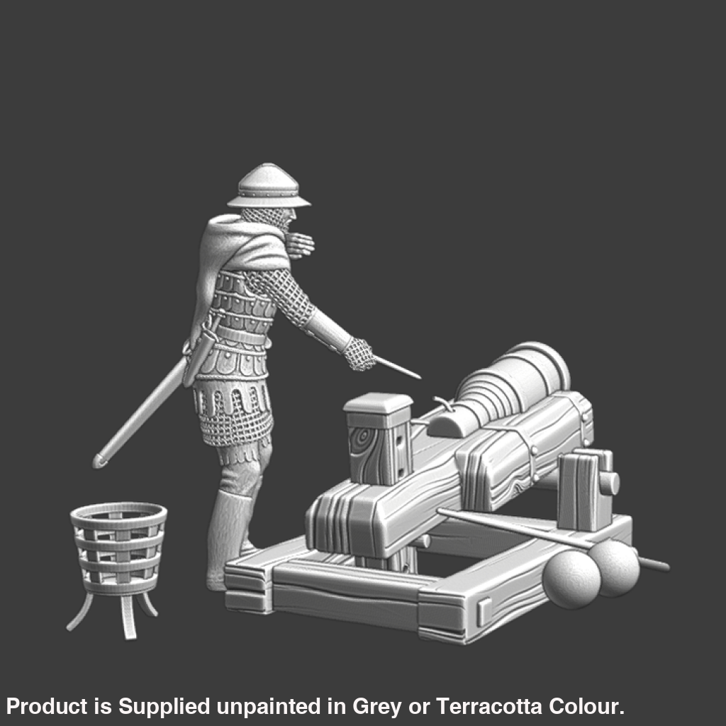 NCM122 Medieval bombard scene - Cannon & gunner Medieval