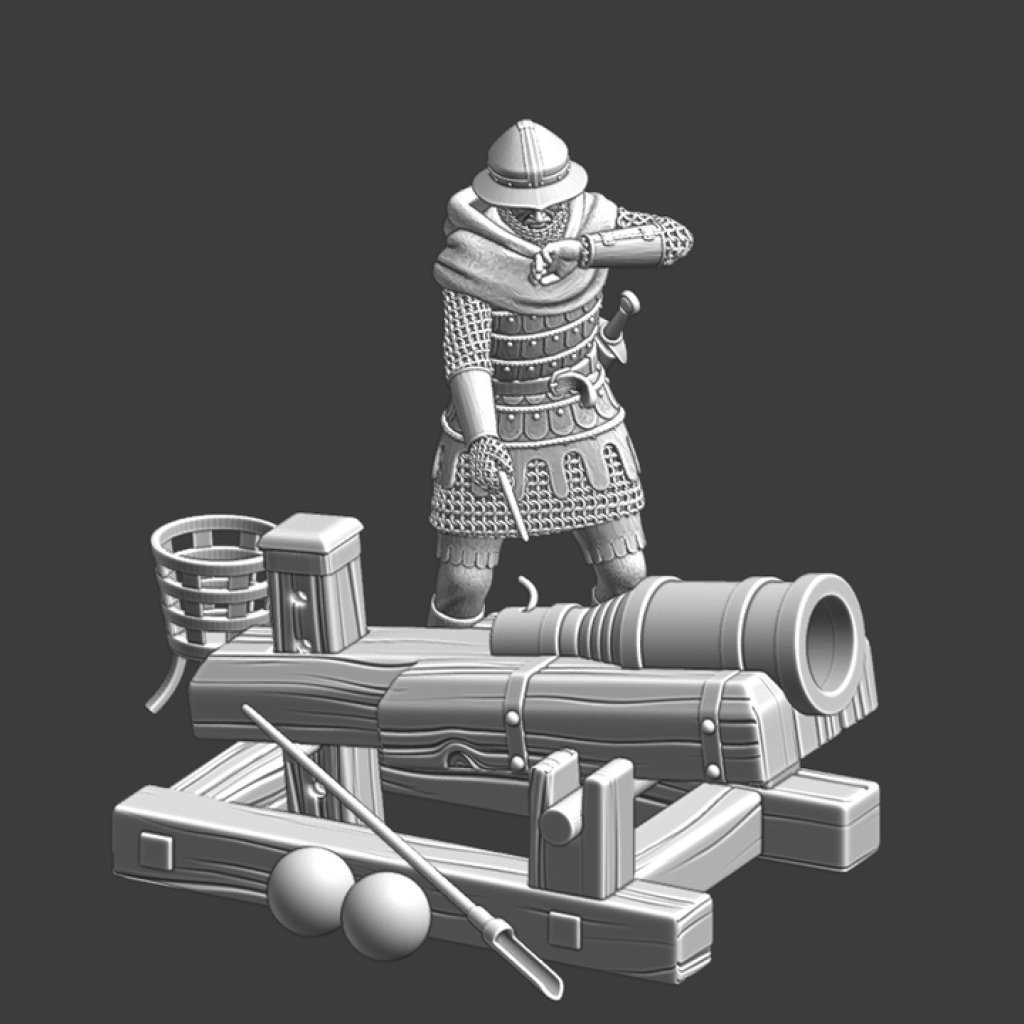 NCM122 Medieval bombard scene - Cannon & gunner Medieval