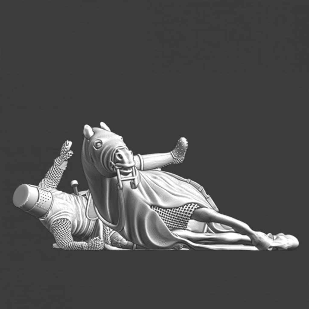 NCM131 Wounded knight lying under his horse Medieval
