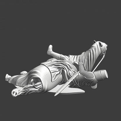 NCM131 Wounded knight lying under his horse Medieval
