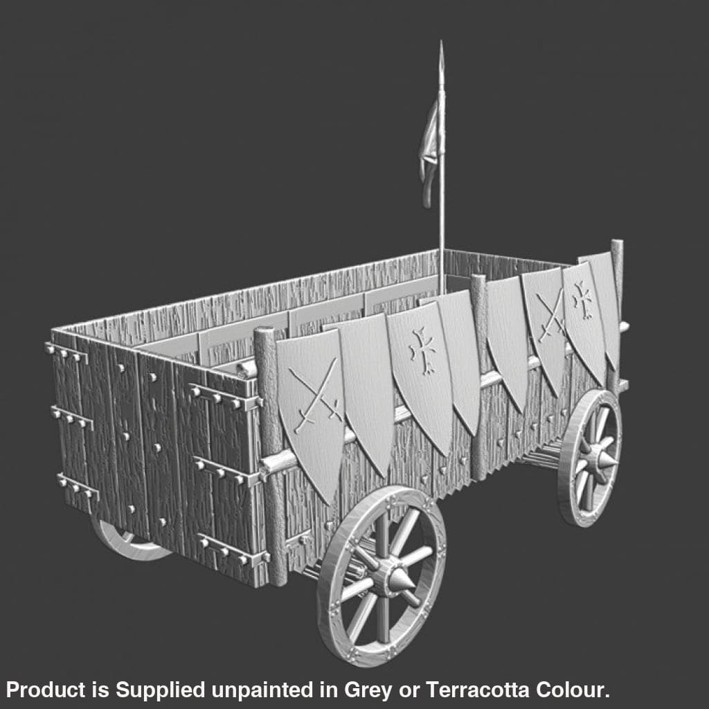 NCM141 Medieval heavy war wagon with shields Medieval