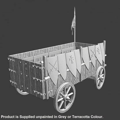 NCM141 Medieval heavy war wagon with shields Medieval
