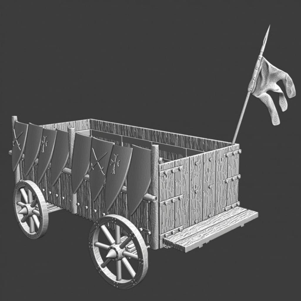 NCM141 Medieval heavy war wagon with shields Medieval