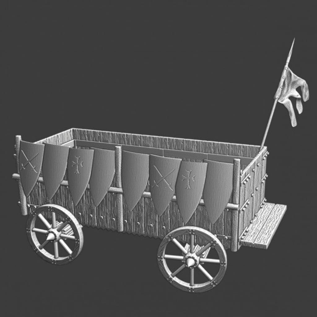 NCM141 Medieval heavy war wagon with shields Medieval