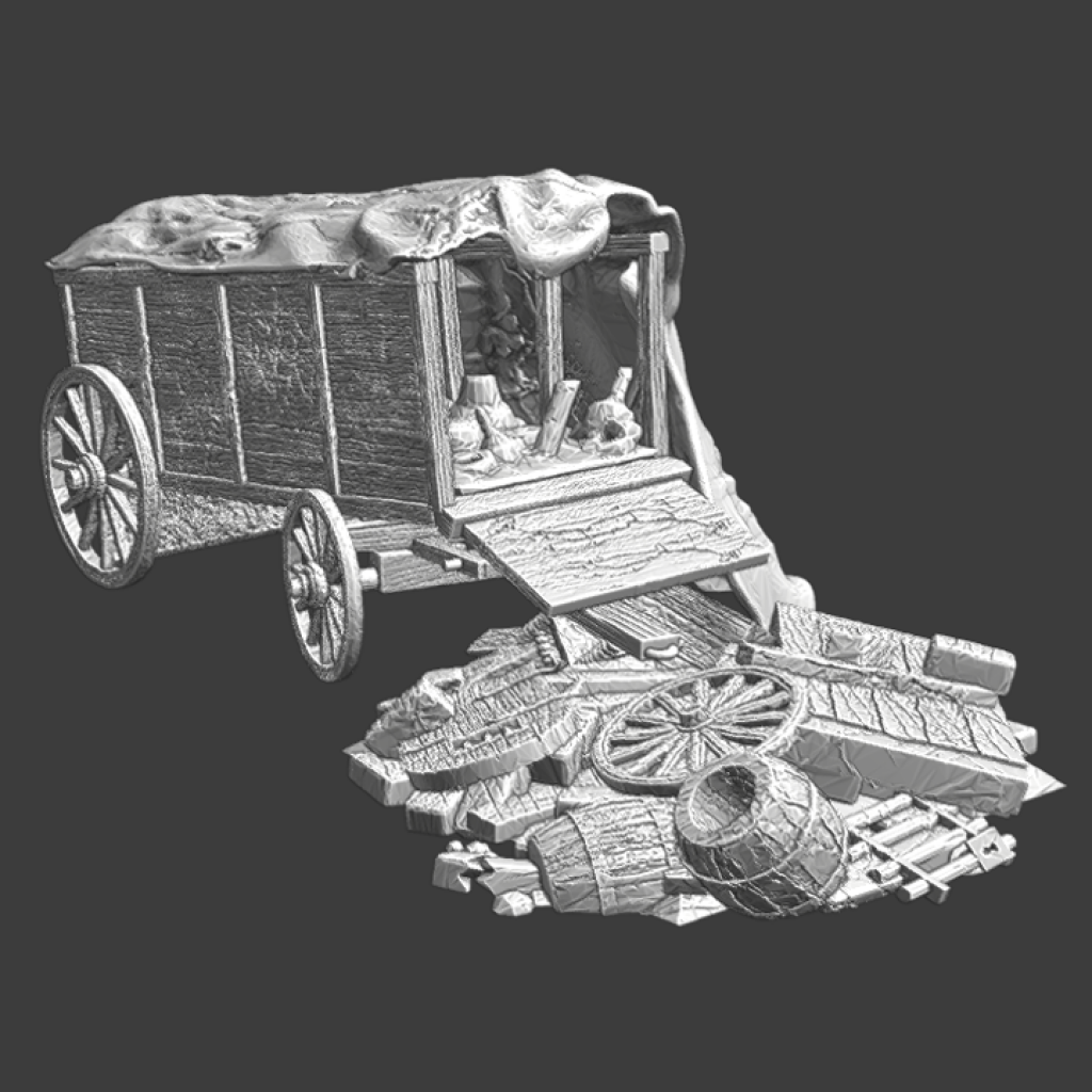 NCM143 Medieval completely destroyed wagon Medieval