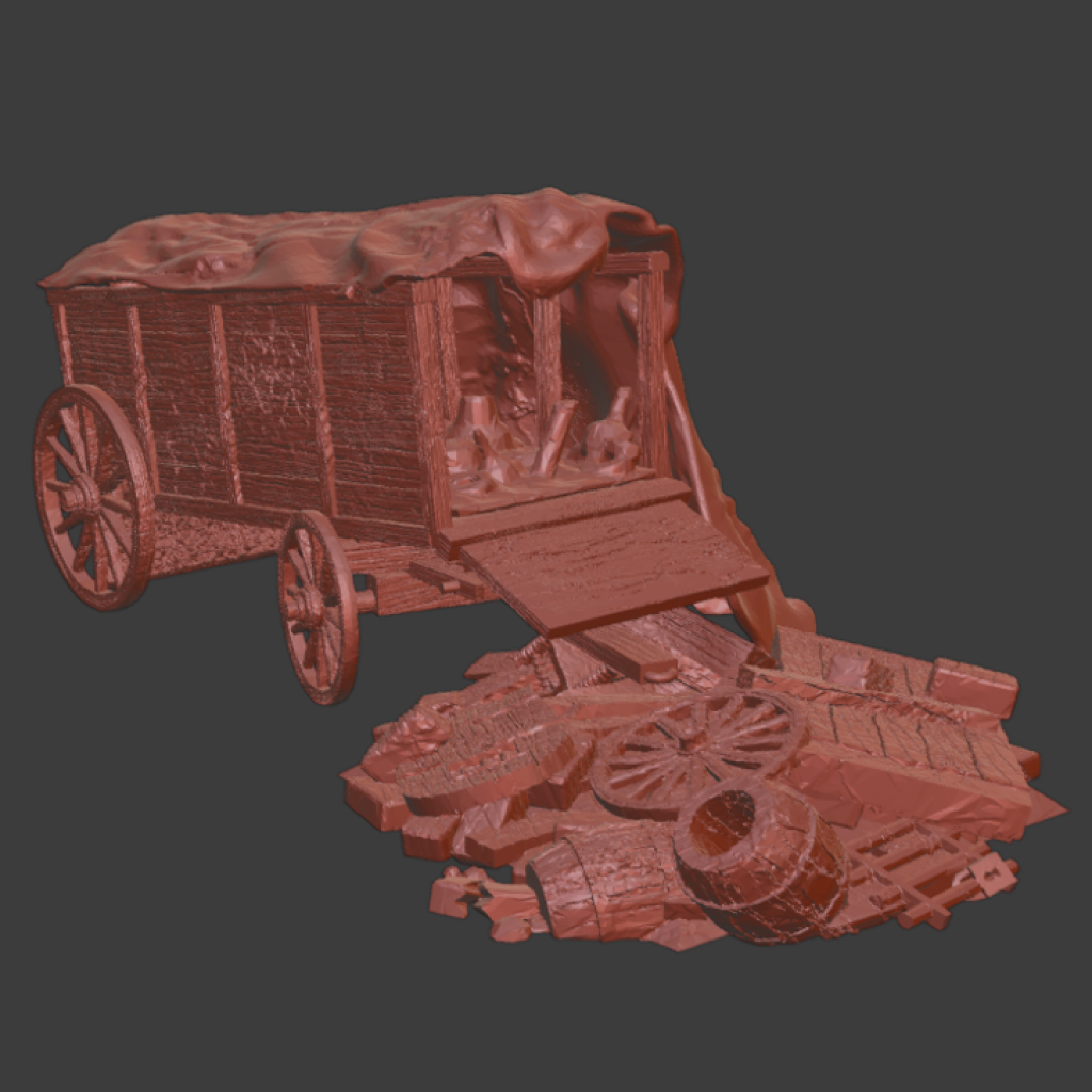 NCM143 Medieval completely destroyed wagon Medieval
