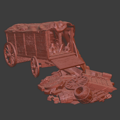 NCM143 Medieval completely destroyed wagon Medieval