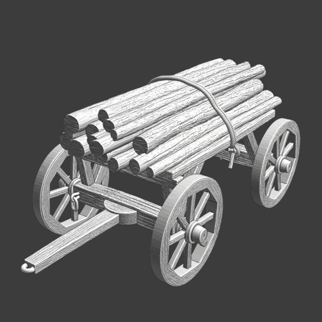 NCM148 Medieval Wagon - Wooden logs Medieval