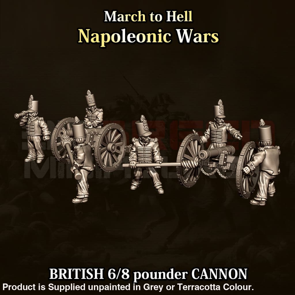 NWB Napoleonic British Cannon 6/8lb x 2 15mm Figure