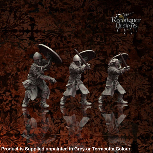 REM0004 11th Century Dismounted Knights Sword Mid-swing Medieval Figure