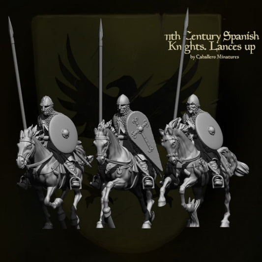 REM0006 11th Century Knights on Horses with lances Medieval Figure