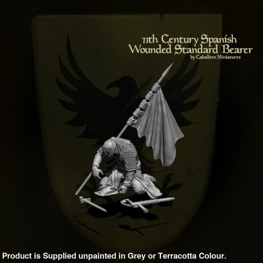 REM0017 11th Century Wounded Spanish Standard Bearer Medieval Figure