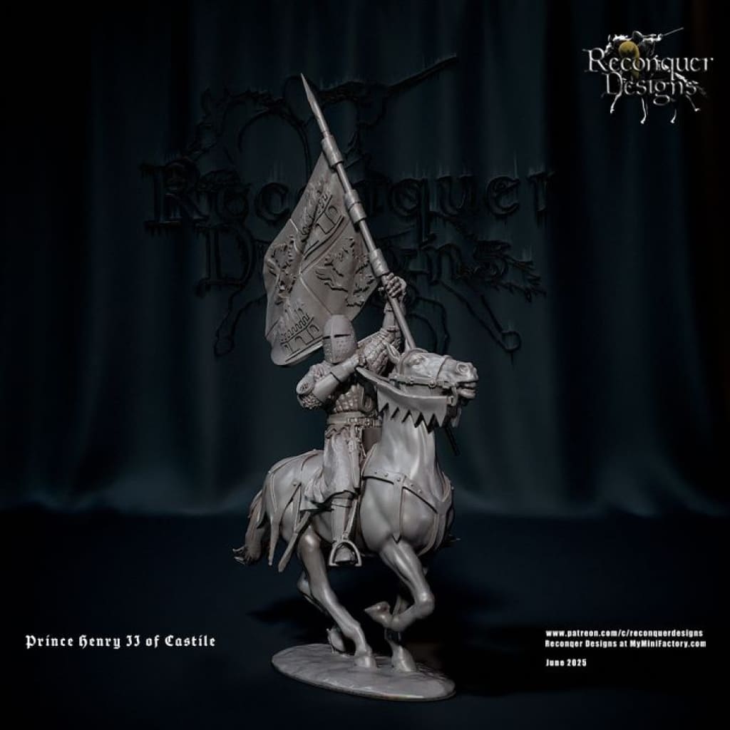 REM0068 14th Century Standard Bearer with Castilian Royal standard Medieval Figure