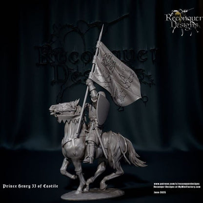REM0068 14th Century Standard Bearer with Castilian Royal standard Medieval Figure