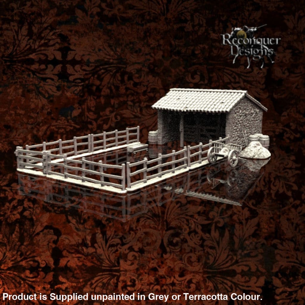 REM0074 Medieval Village Horse/Cattle/Sheep Stables Medieval