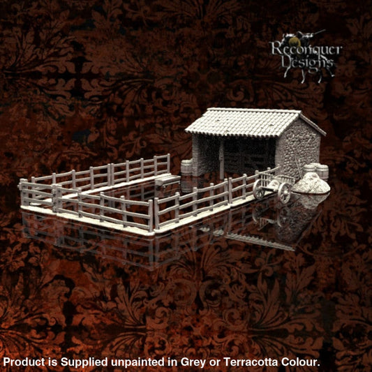 REM0074 Medieval Village Horse/Cattle/Sheep Stables Medieval