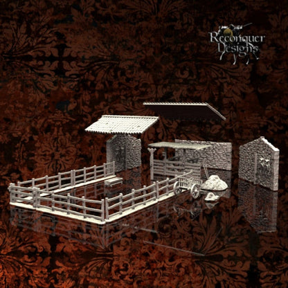 REM0074 Medieval Village Horse/Cattle/Sheep Stables Medieval