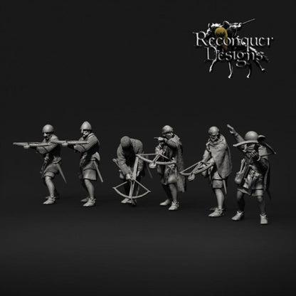 REM0108 12-13th century Crossbowmen x 6 Medieval