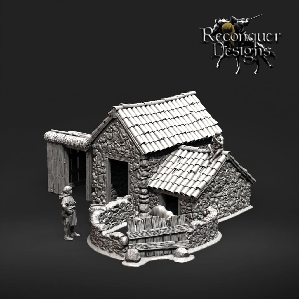REM0121 Medieval Pig Pen and Pigs Medieval