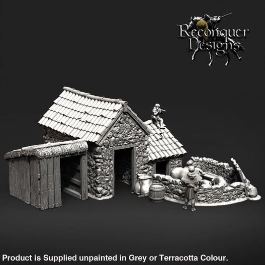 REM0121 Medieval Pig Pen and Pigs Medieval