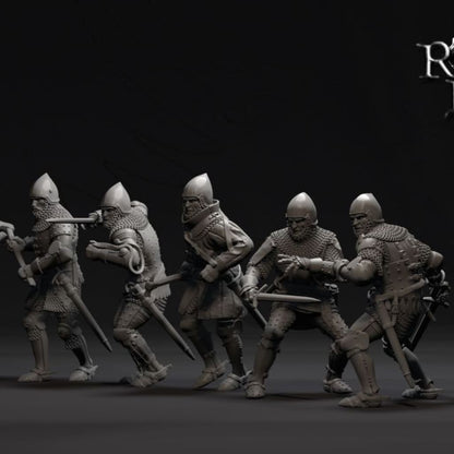 REM0140 Dismounted late 14th Century men at arms Medieval