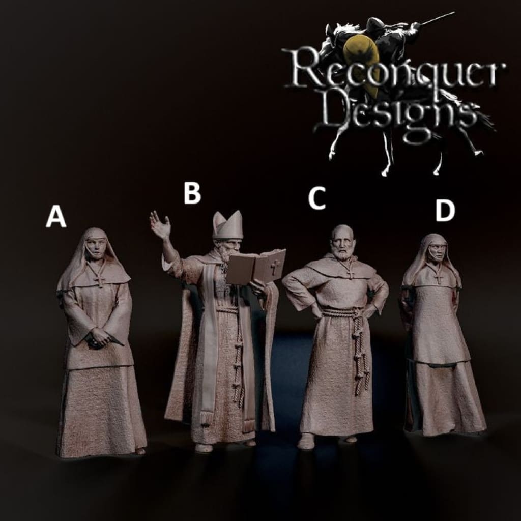 REM0144 Medieval Clergy with Bishop 1:32 / A Medieval