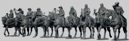 30mm crossbowmen, riders and horses are separate parts