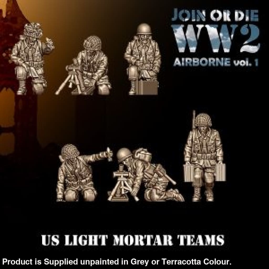 US Airbourne Light Mortar Team 28mm 1:56 Wargaming Figure